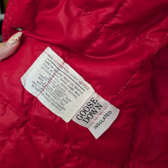 Vintage Red and White Checkered Button-Up Goose Down Jacket Size Medium - Picture 7 of 8